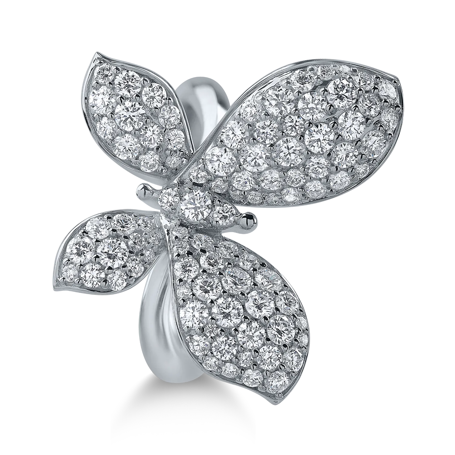Fehérarany pillangógyűrű 1.45ct gyémántokkal