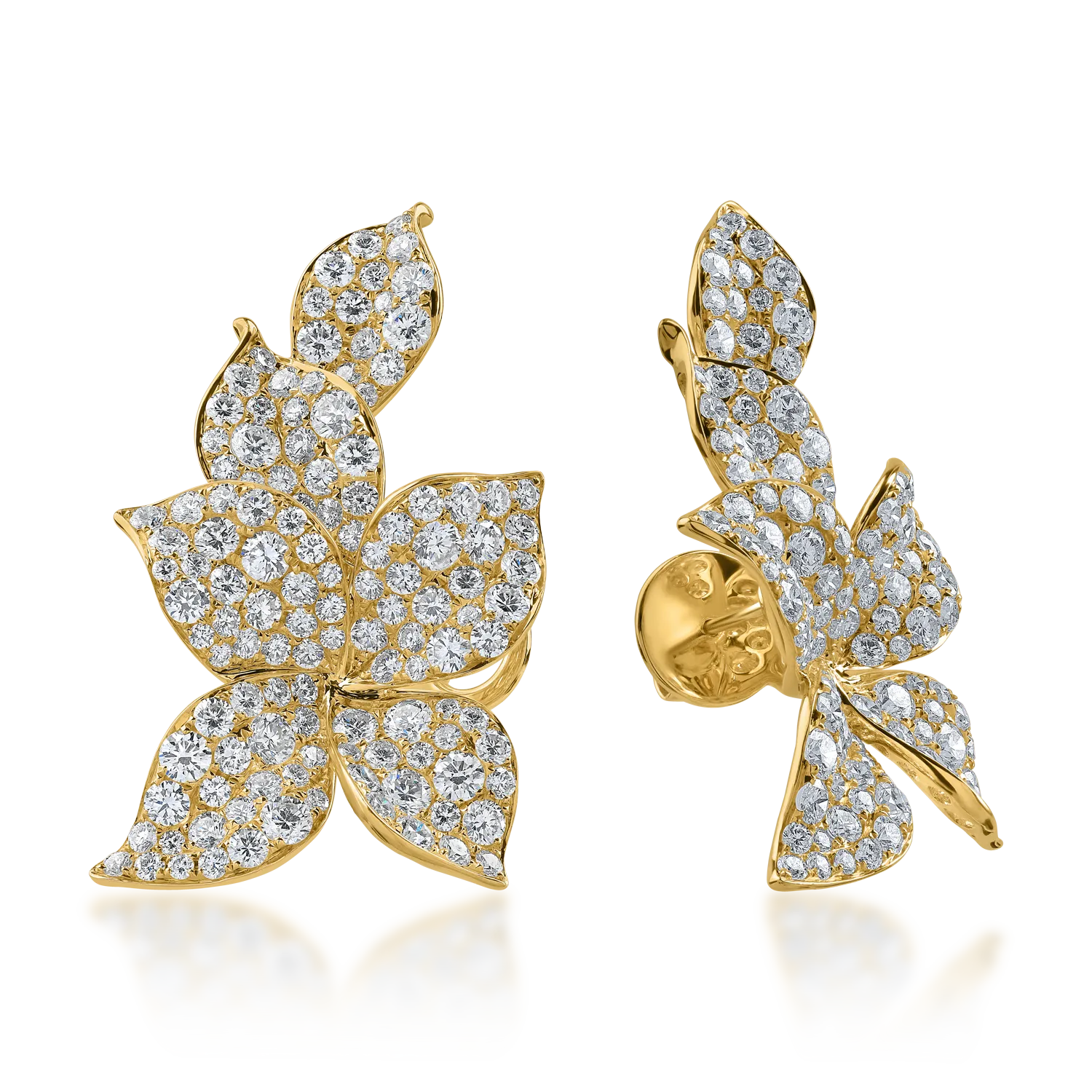 Yellow gold earrings with 6.575ct diamonds