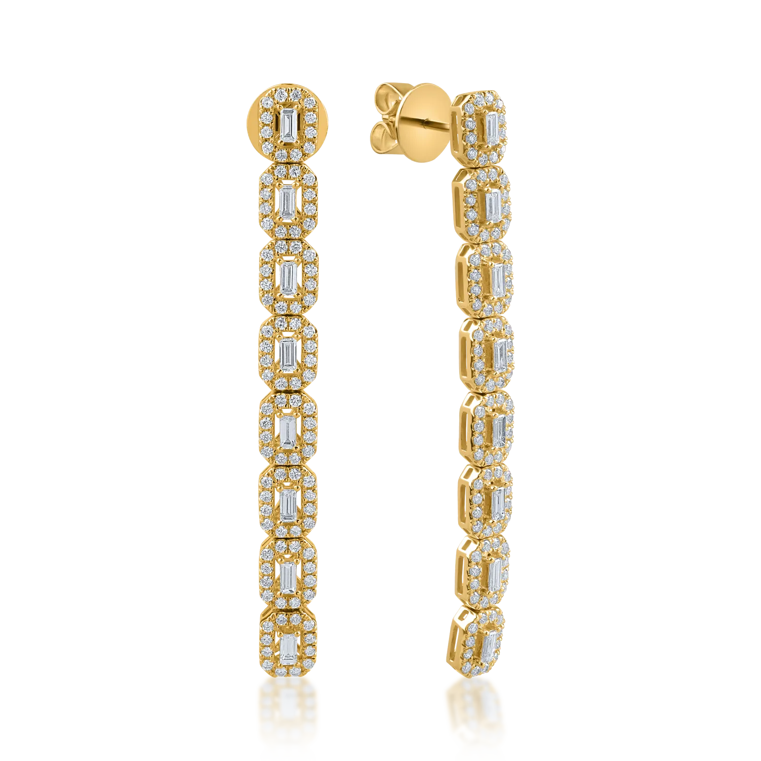 Cercei din aur galben cu diamante de 1.55ct