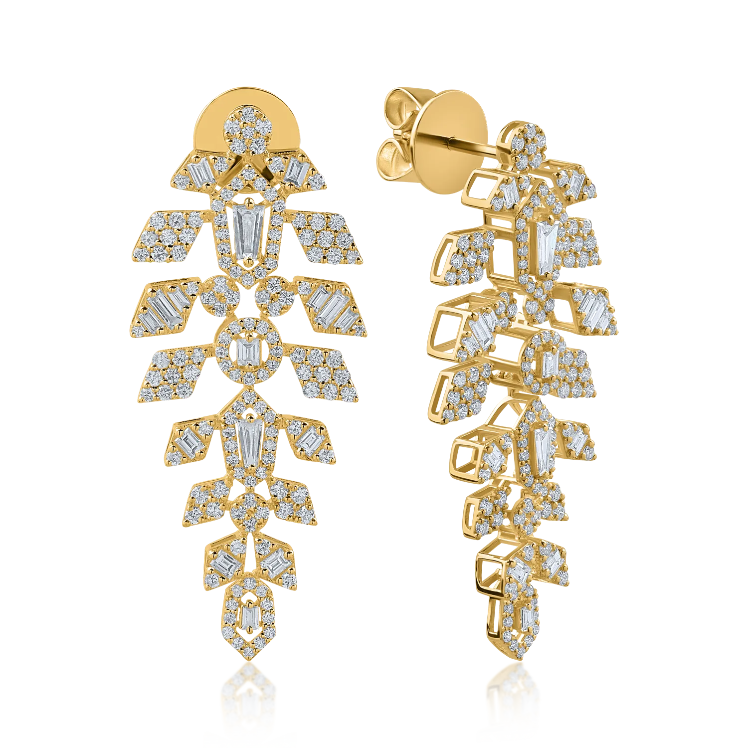 Cercei din aur galben cu diamante de 1.68ct