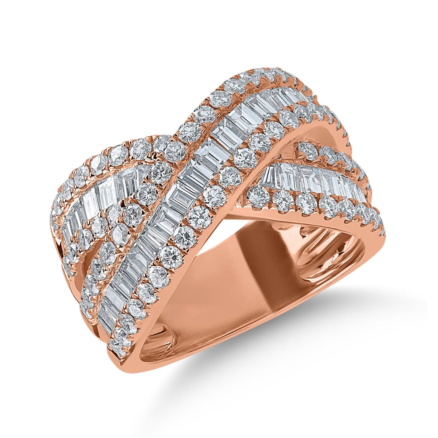 Rózsarany gyűrű 2.21ct gyémántokkal