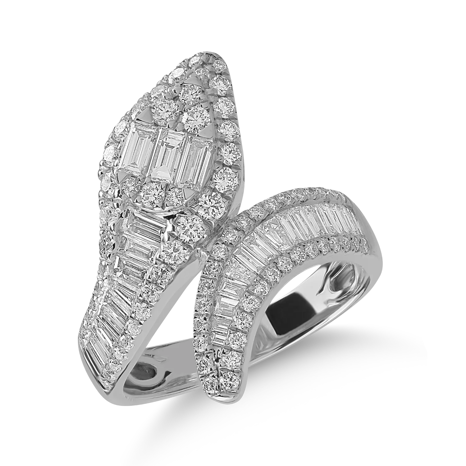 White gold snake ring with 1.46ct diamonds