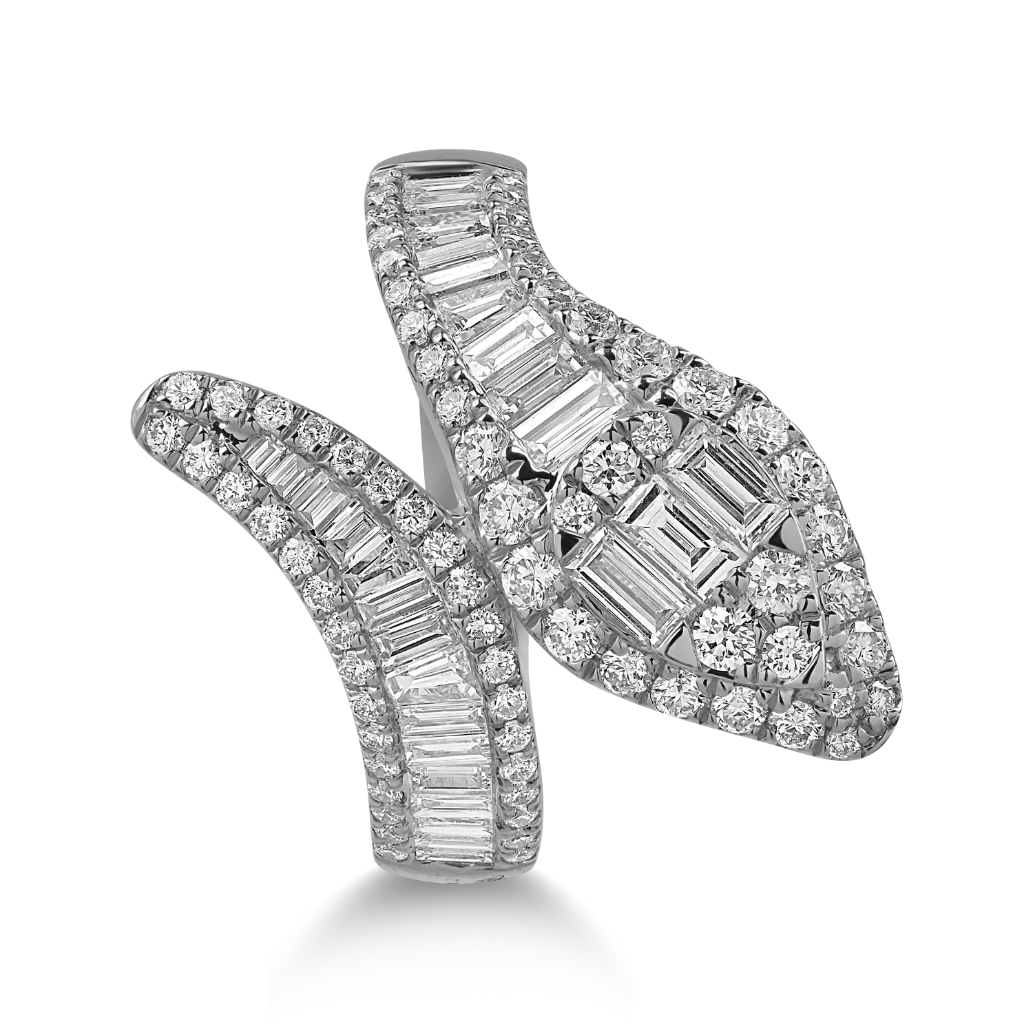 White gold snake ring with 1.4ct diamonds