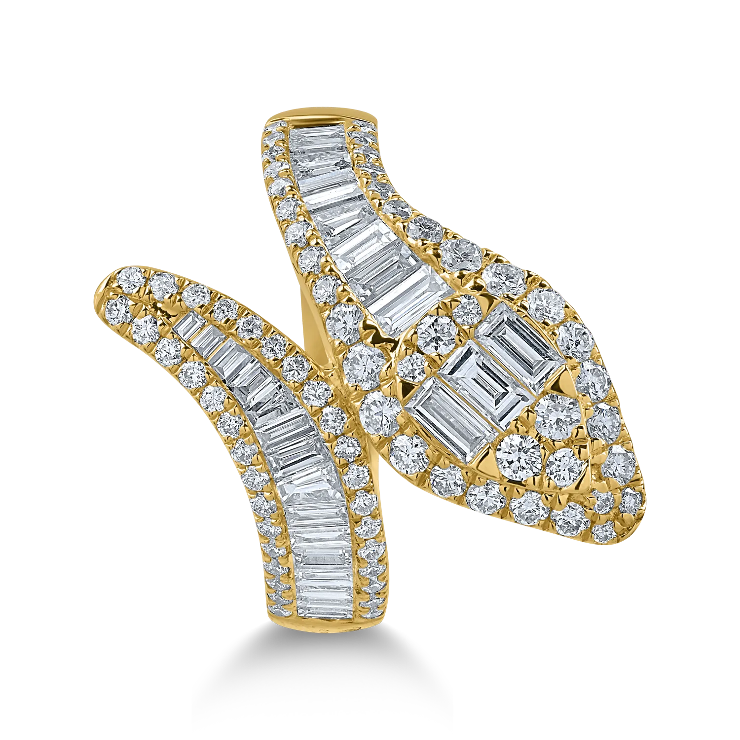 Yellow gold snake ring with 1.4ct diamonds