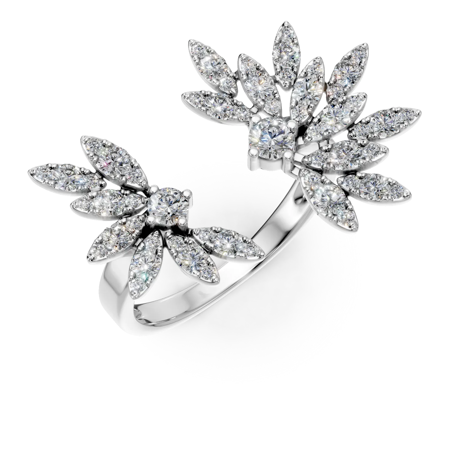 Inel deschis din aur alb cu diamante de 1.1ct