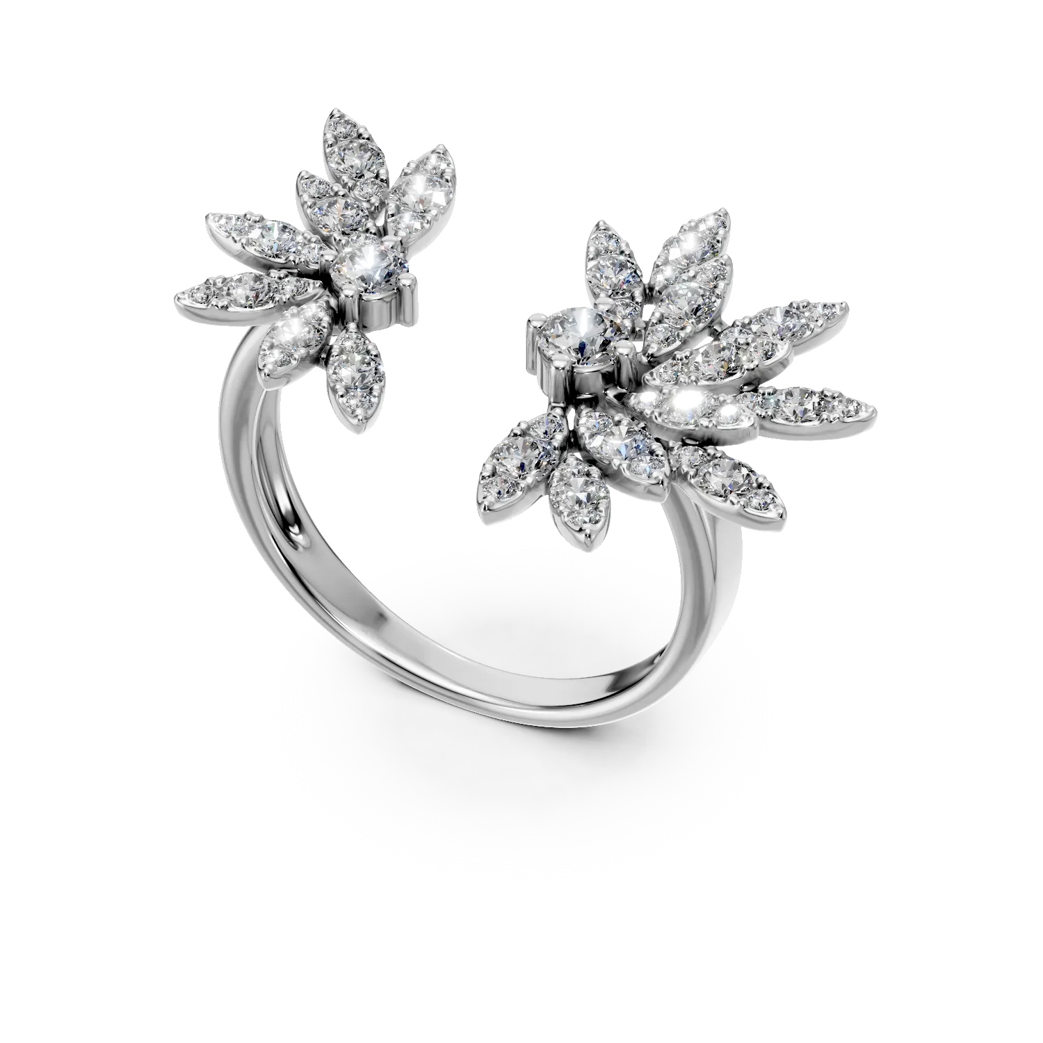 Отворен пръстен от бяло злато с диаманти 1.1ct
