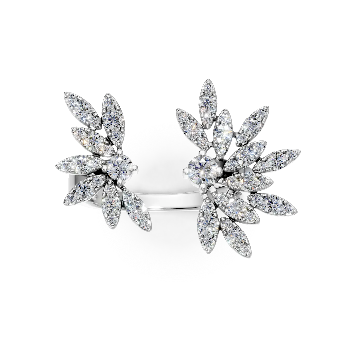 Отворен пръстен от бяло злато с диаманти 1.1ct