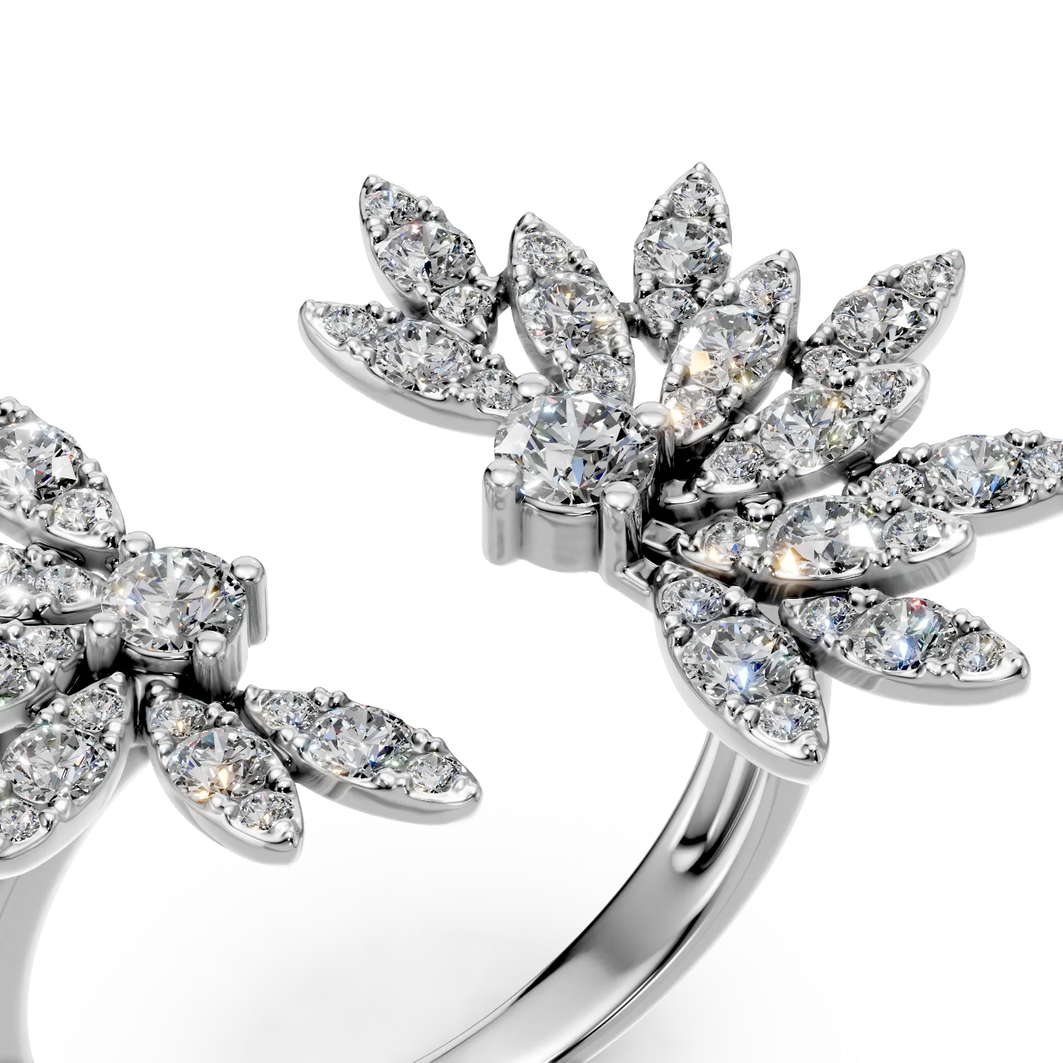Отворен пръстен от бяло злато с диаманти 1.1ct