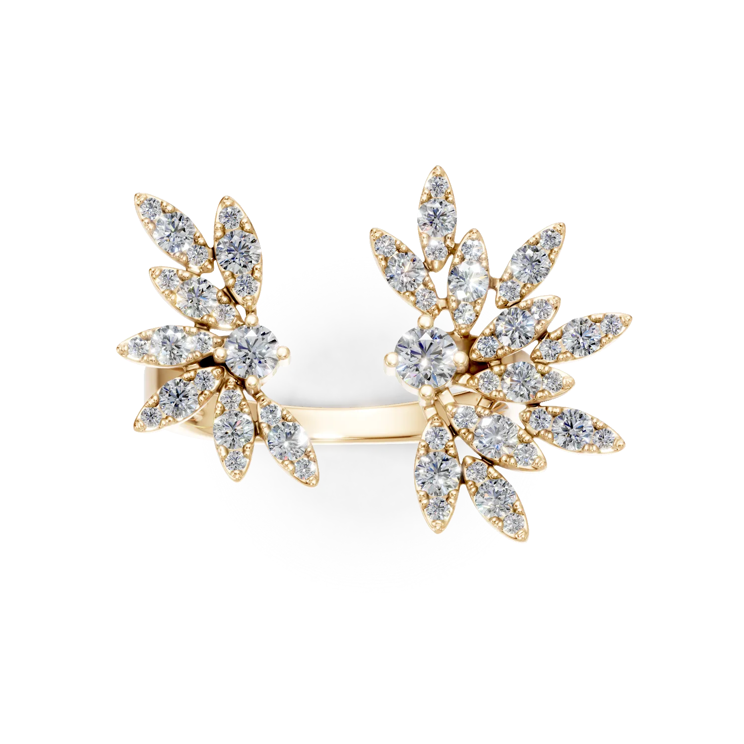 Отворен пръстен от жълто злато с диаманти 1.1ct