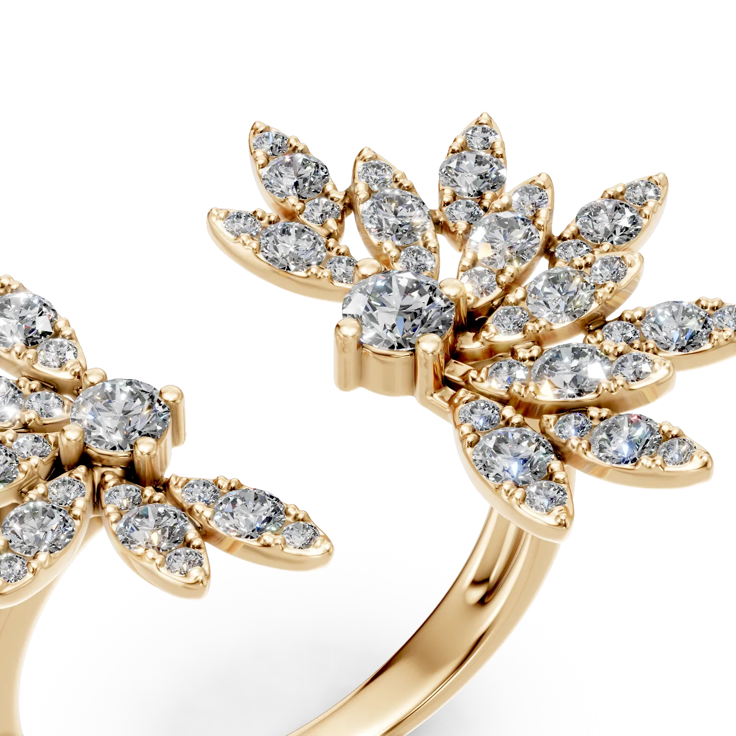 Отворен пръстен от жълто злато с диаманти 1.1ct