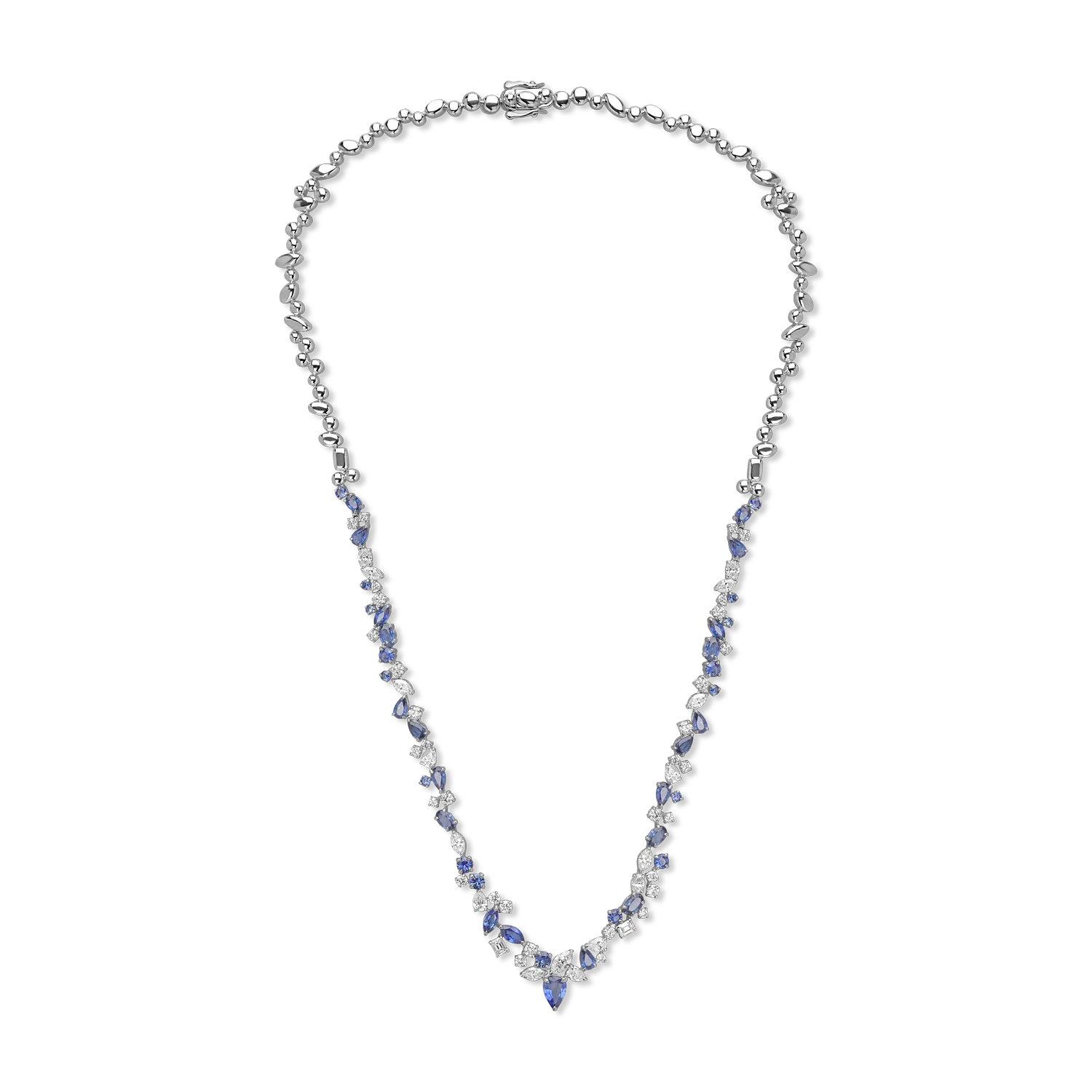 White gold necklace with 6.53ct sapphires and 4.4ct diamonds