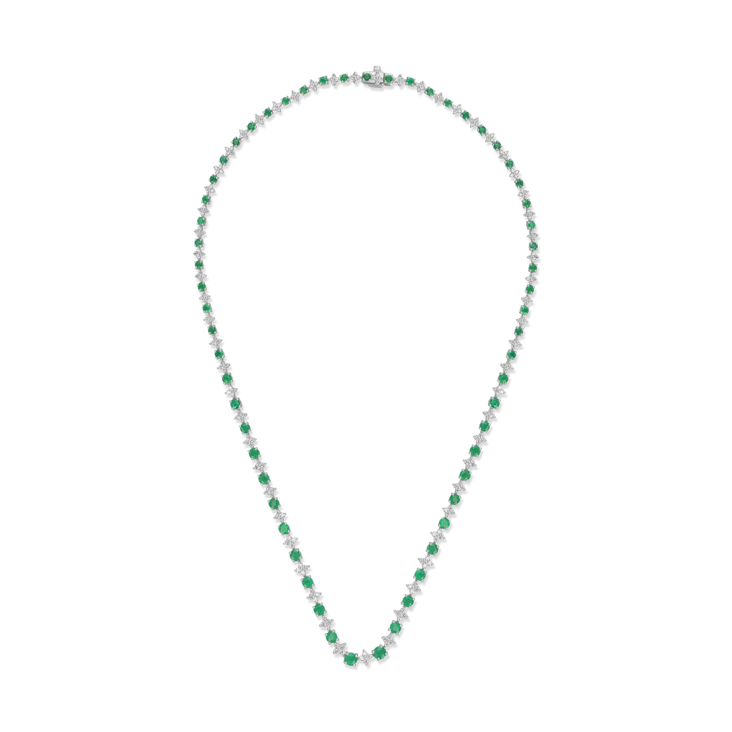 Fehérarany nyaklánc 5.92ct smaragddal és 2.2ct gyémánttal