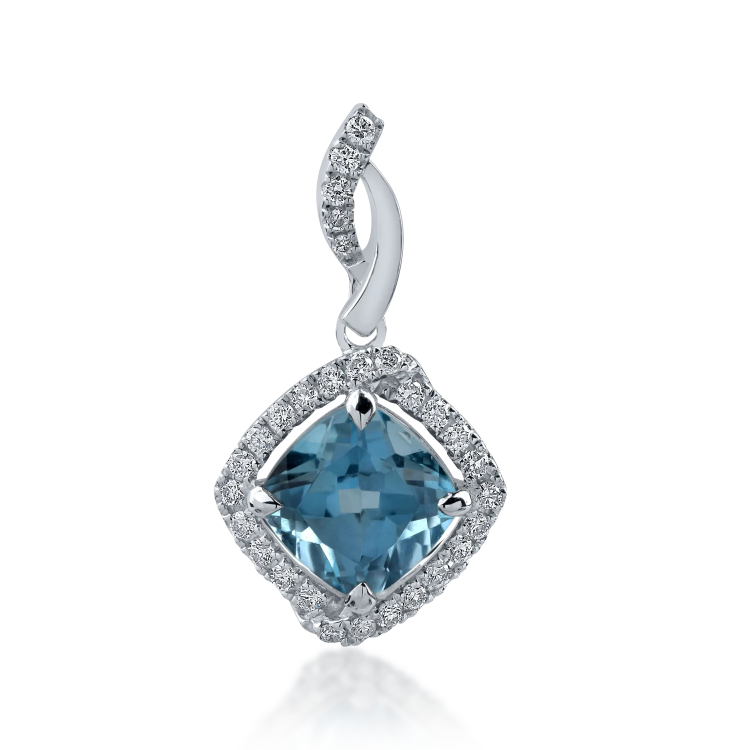 White gold pendant with 1.94ct london blue topaz and 0.193ct diamonds
