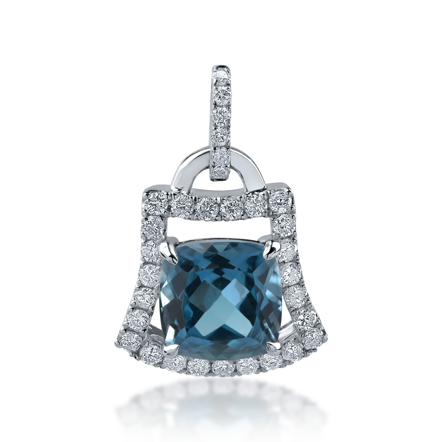 White gold pendant with 1.974ct london blue topaz and 0.269ct diamonds