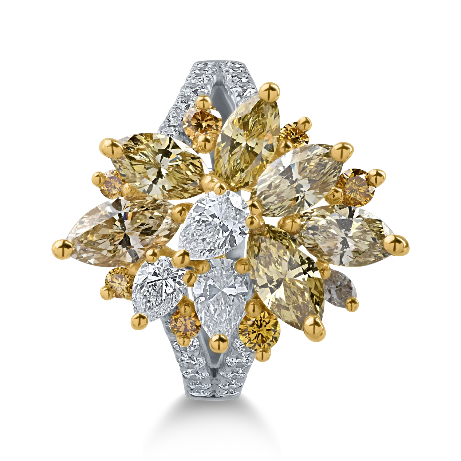 Fehér-sárga arany gyűrű 3.12ct gyémántokkal