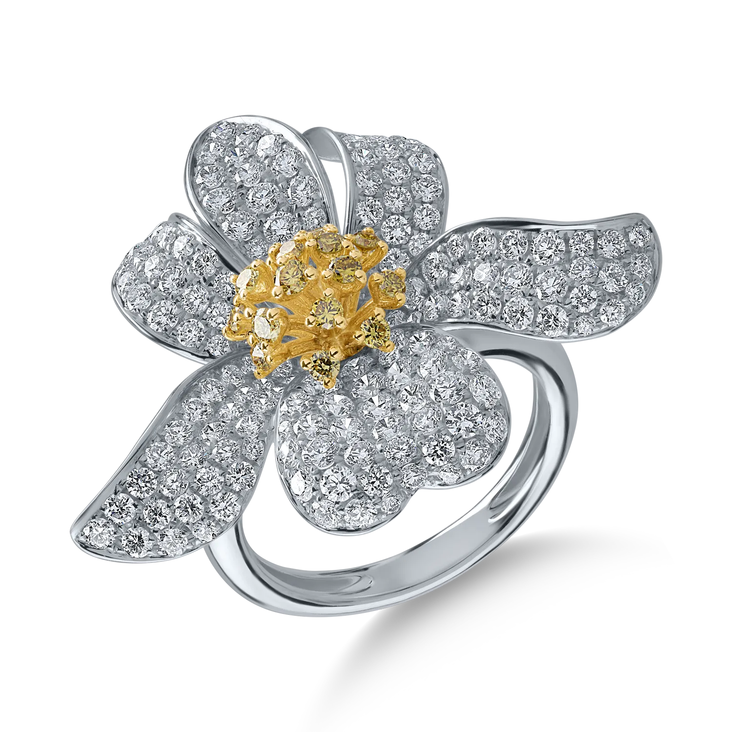 Fehérarany gyűrű 0.28ct díszes. sokszínű gyémántokkal és 2.42ct tiszta gyémántokkal-164336