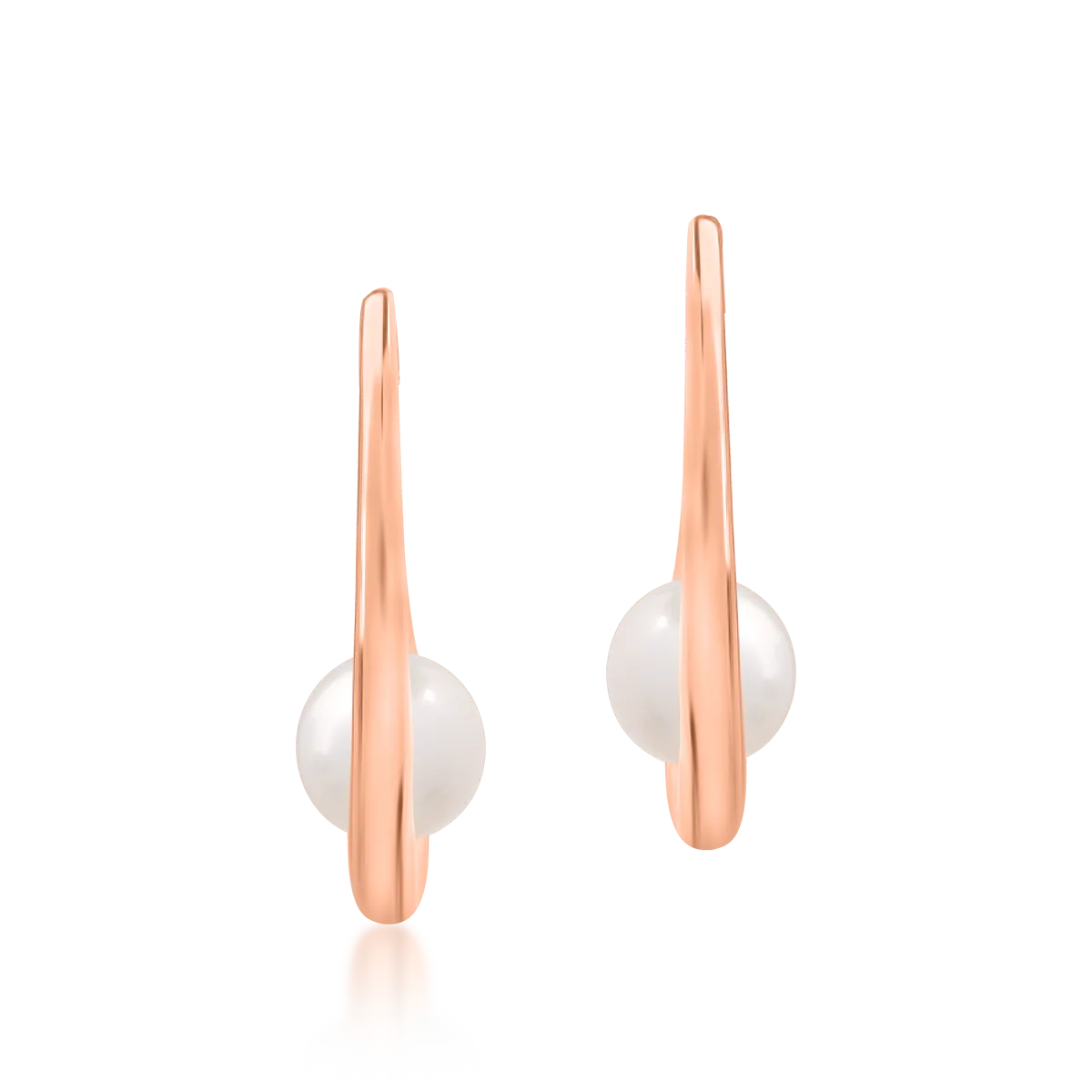 Cercei din aur roz cu perle de apa dulce de 3.9ct