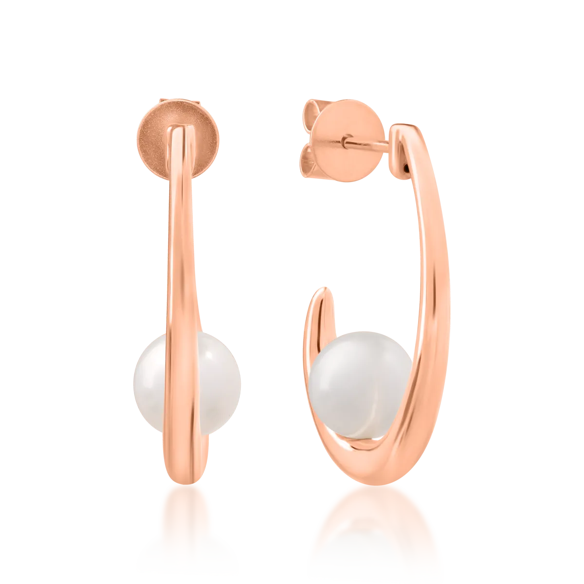 Cercei din aur roz cu perle de apa dulce de 3.9ct