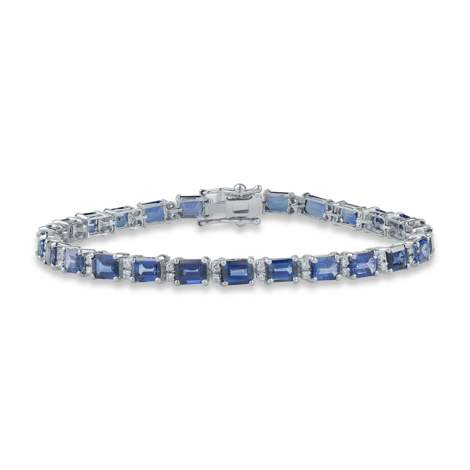 White gold tennis bracelet with 12.14ct sapphires and 0.41ct diamonds