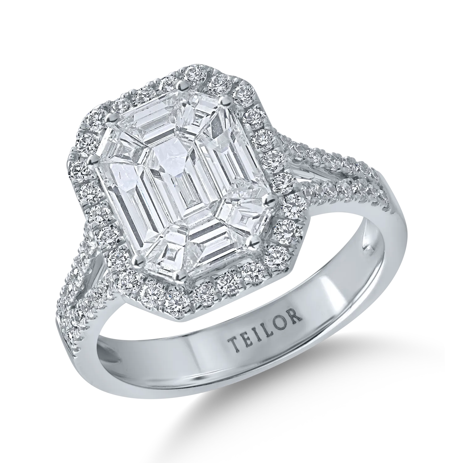 Пръстен от бяло злато с 1.80кт диаманти