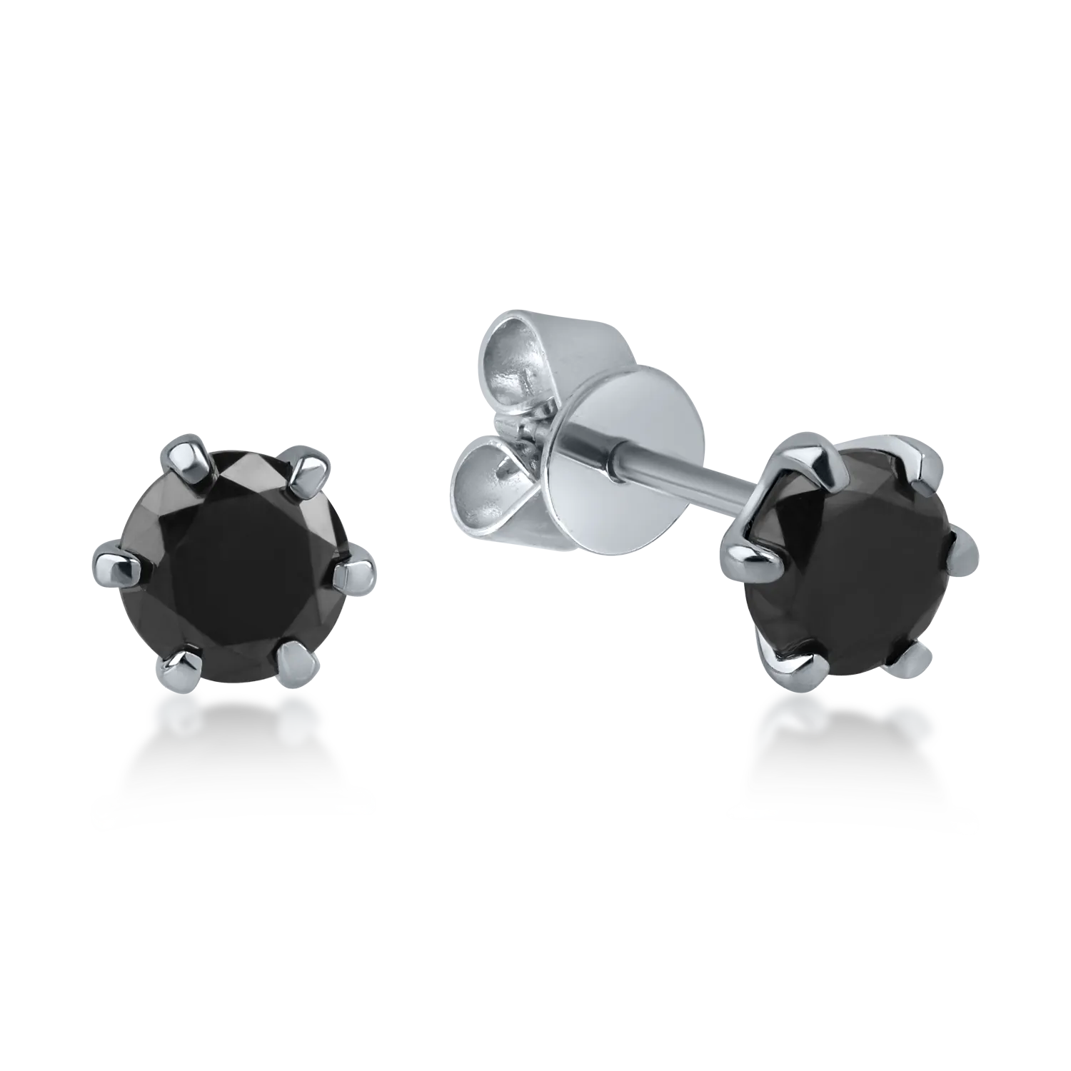 Cercei din aur alb cu diamante negre de 0.8ct