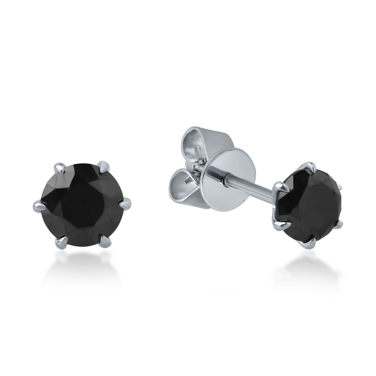 Kolczyki z białego złota z czarnymi diamentami o masie 0.5ct