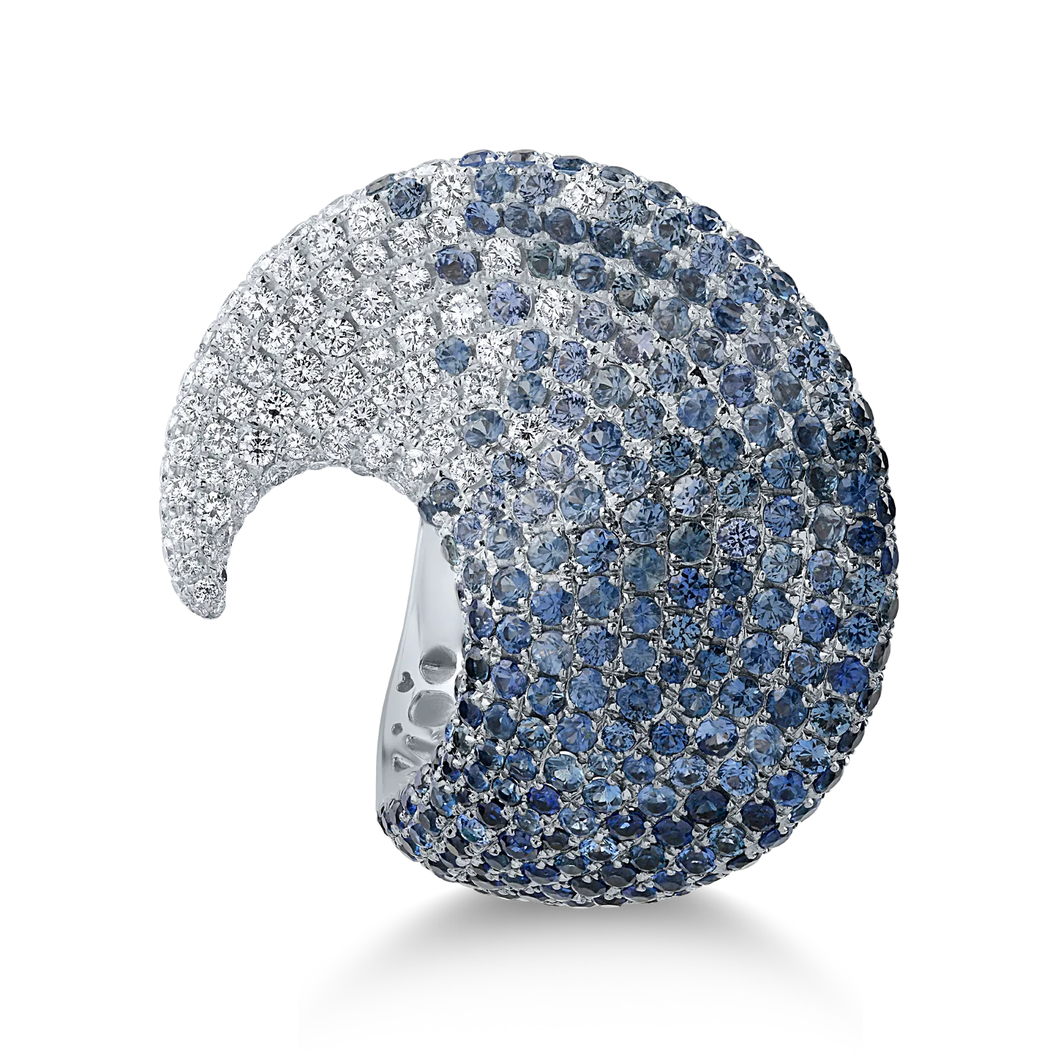 Fehérarany gyűrű 4.43ct kék zafírral és 0.89ct gyémánttal