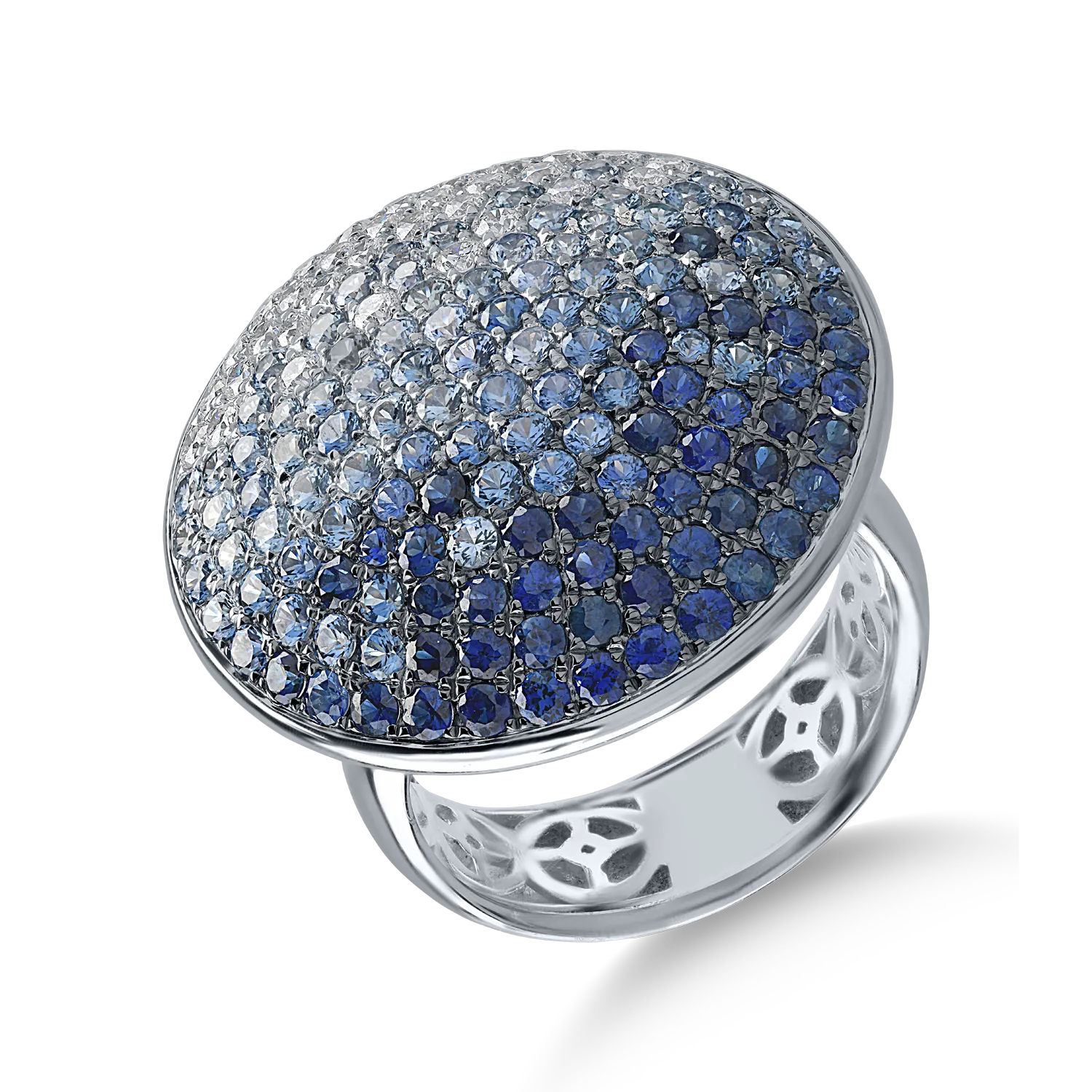 White gold ring with 3.32ct blue sapphires and 0.69ct diamonds