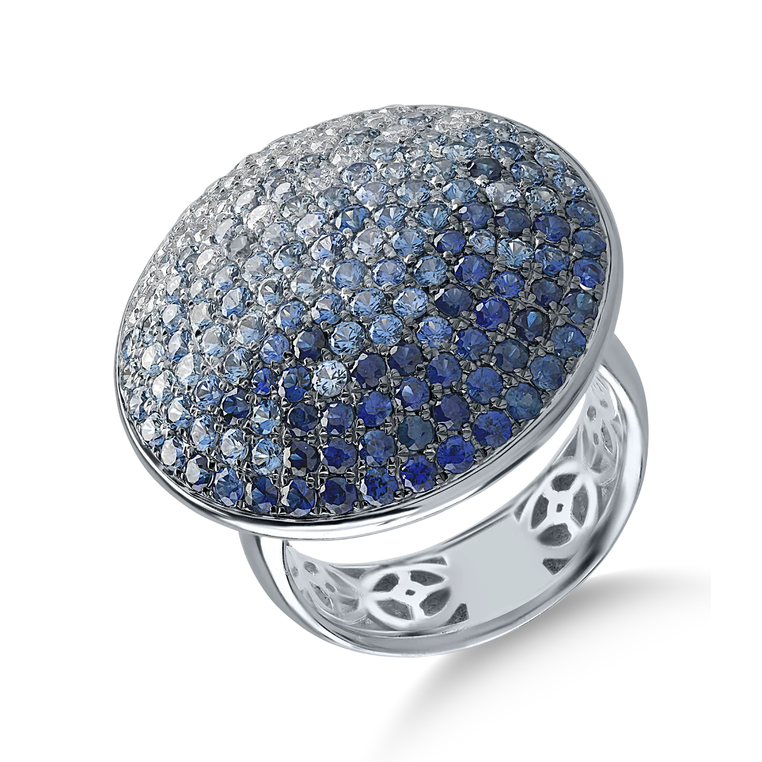 Inel din aur alb cu safire albastre de 3.32ct si diamante de 0.69ct-164538