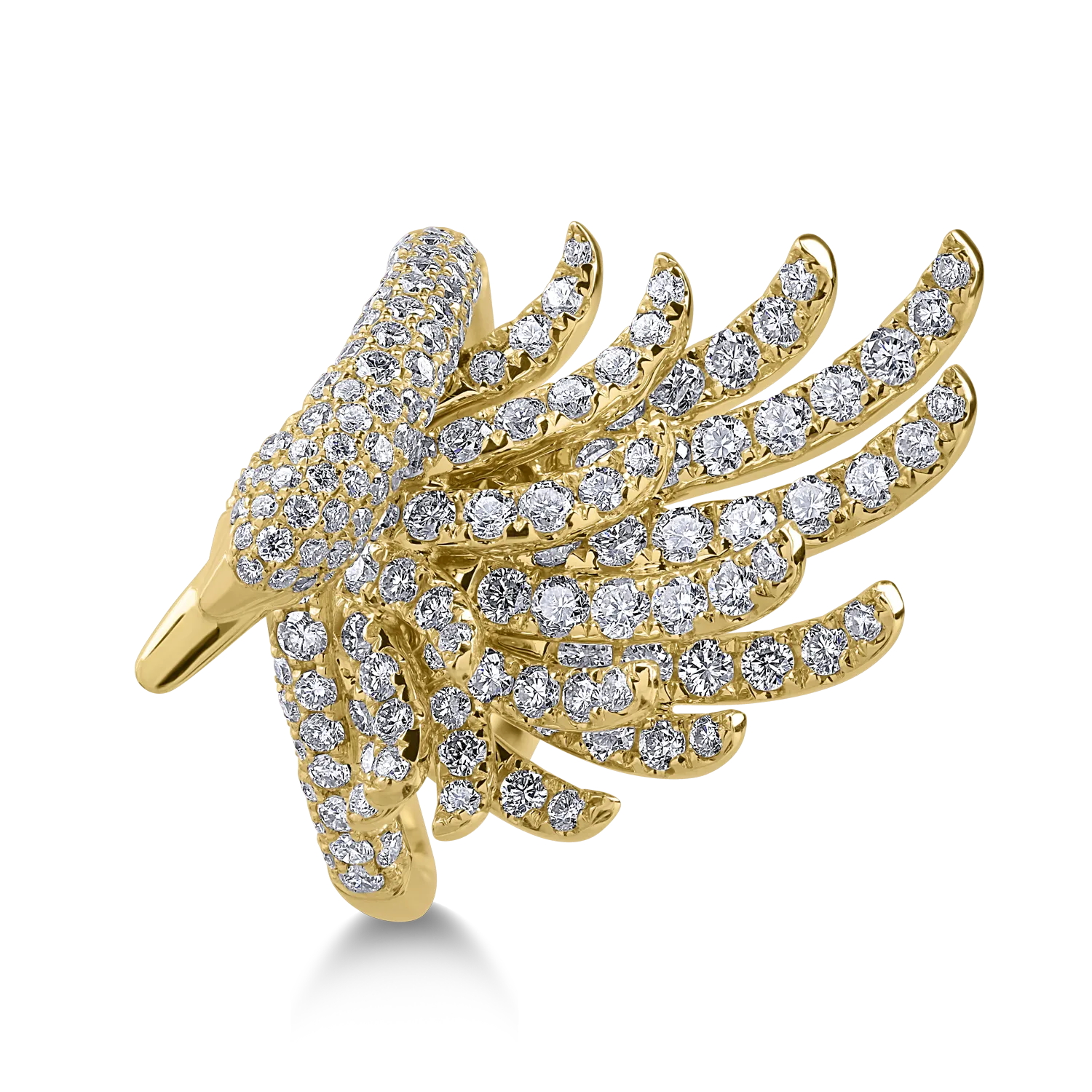 Yellow gold ring with 1.8ct clear diamonds and 0.01ct yellow diamonds
