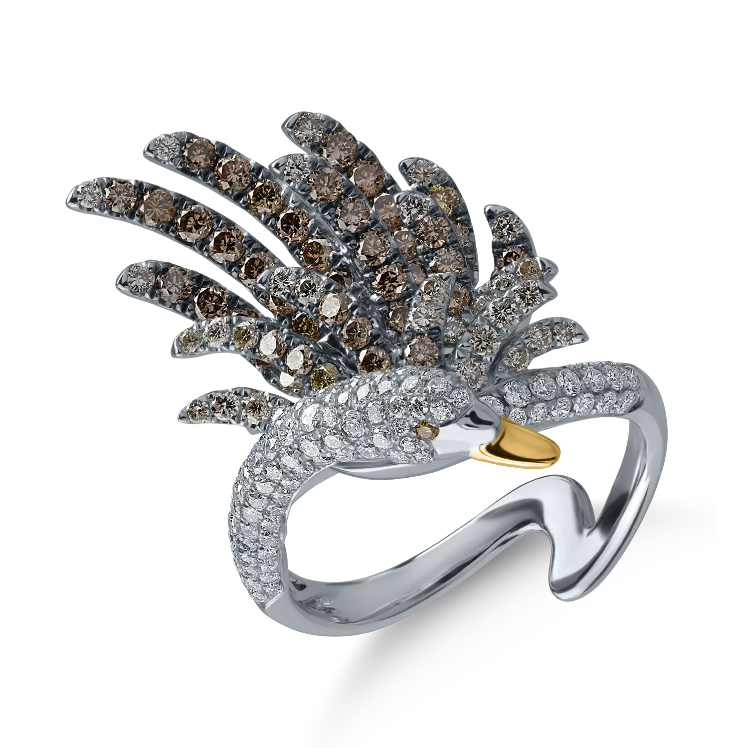 White gold swan ring with 1.88ct diamonds