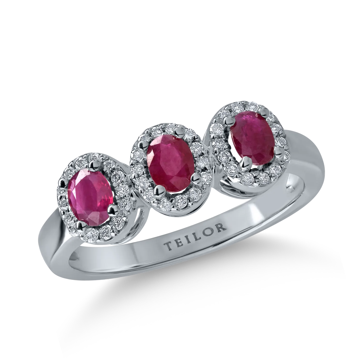 White gold ring with 0.65ct rubies and 0.12ct diamonds