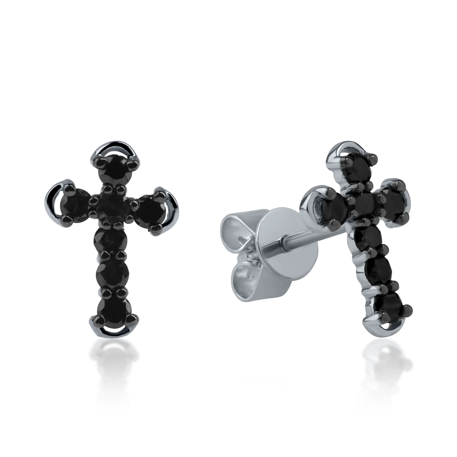 White gold cross earrings with 0.36ct black diamonds