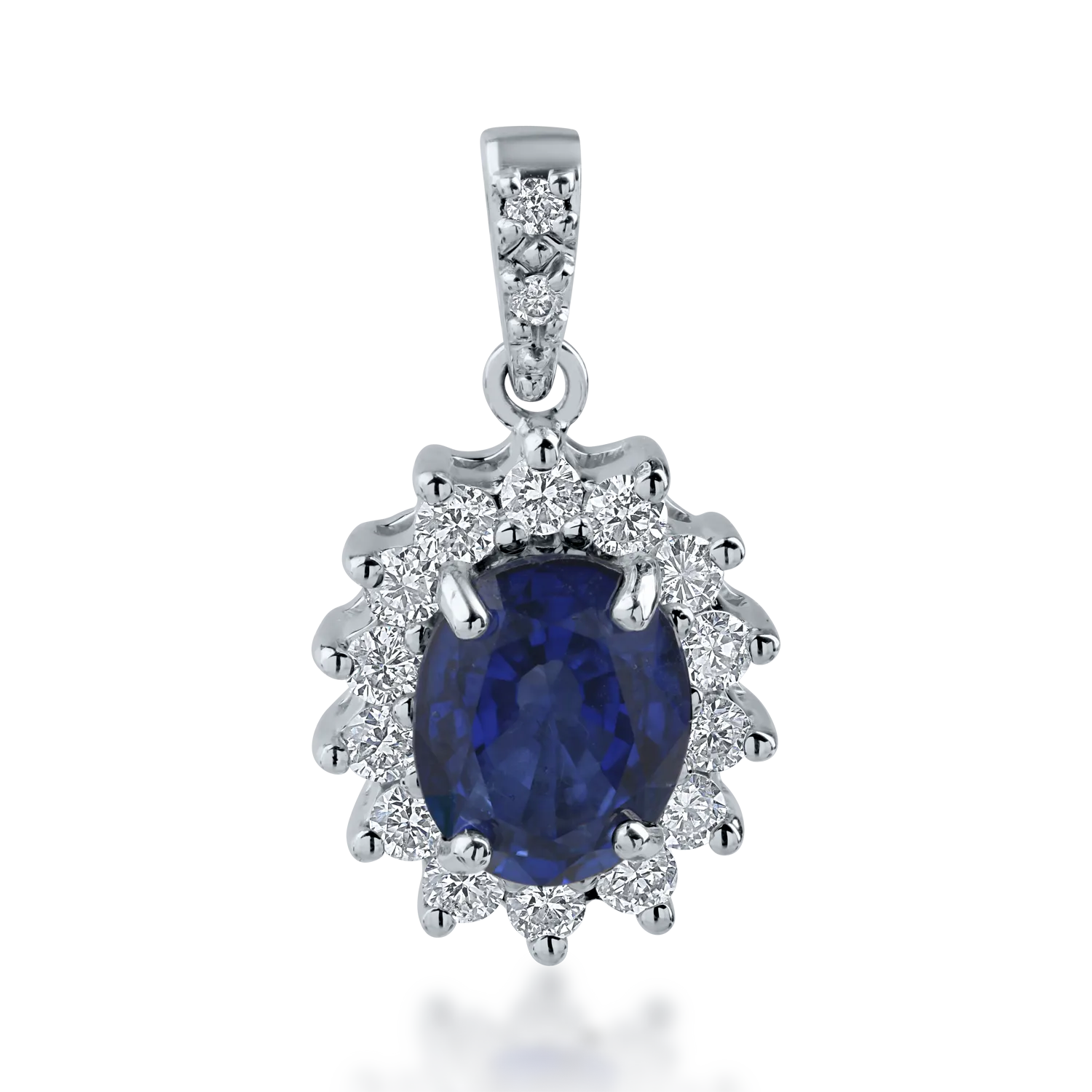 White gold pendant with 1.41ct heated sapphire and 0.32ct diamonds