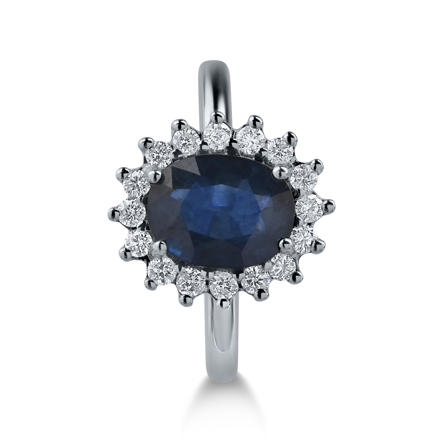 White gold ring with 2.03ct sapphire and 0.34ct diamonds