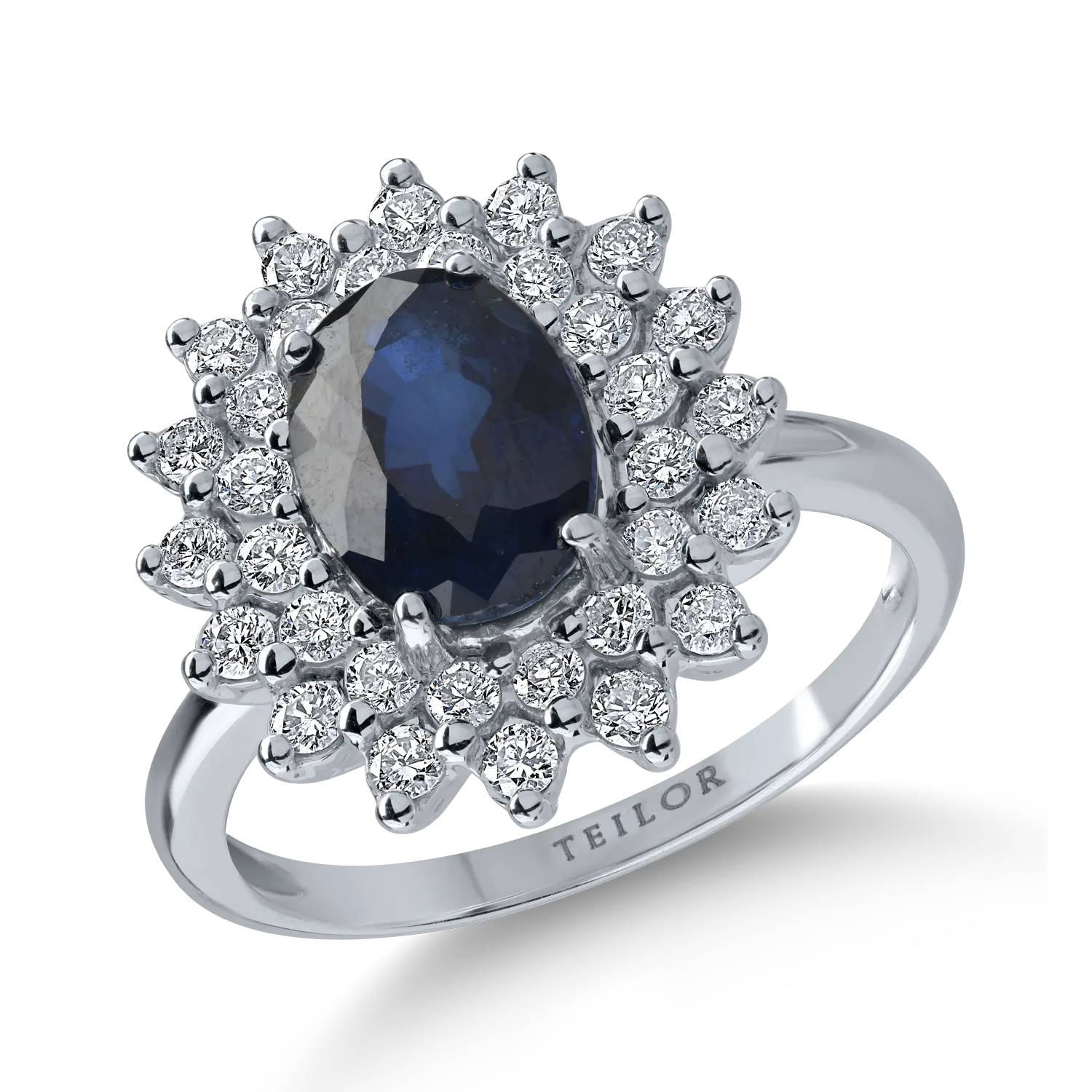 White gold ring with 2.81ct sapphire and 0.69ct diamonds