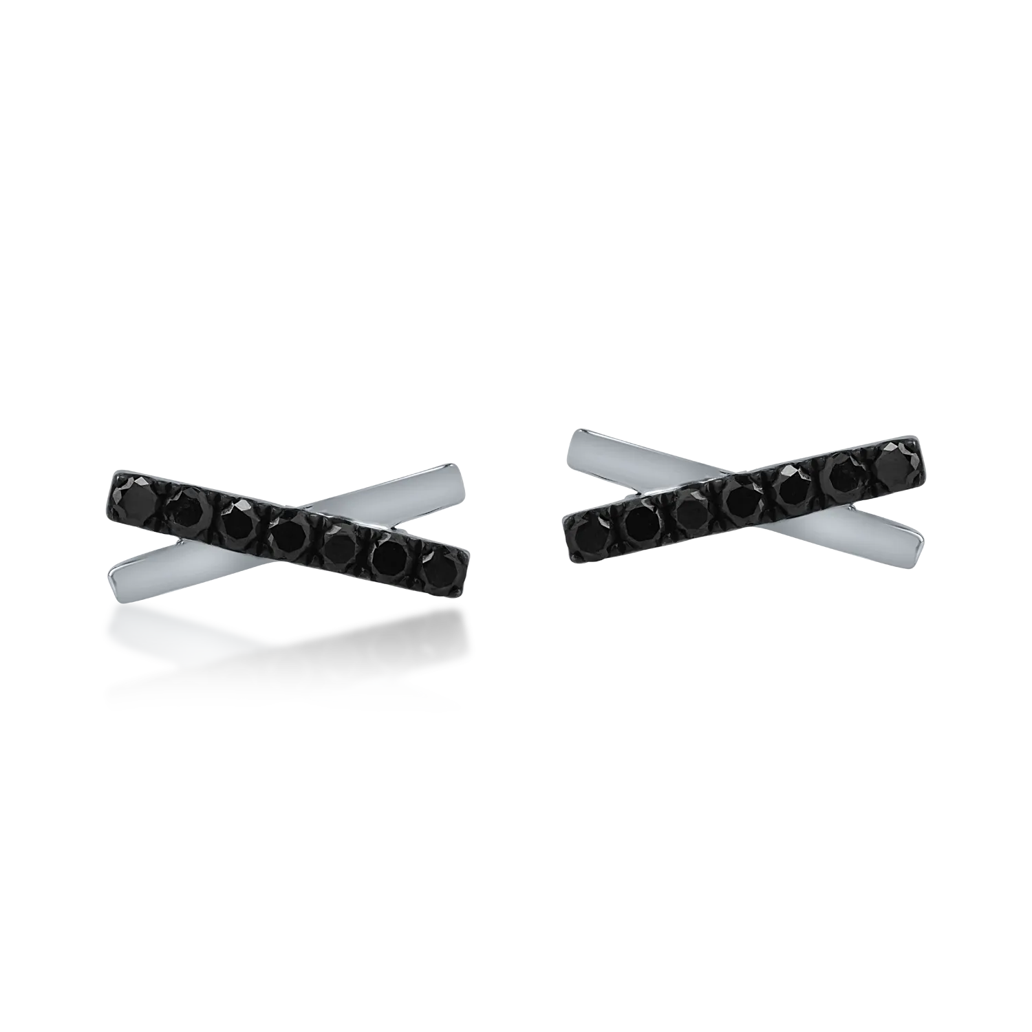 Kolczyki z białego złota z czarnymi diamentami o masie 0.26ct