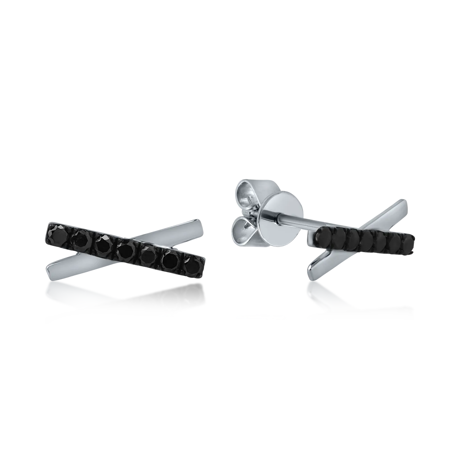 Kolczyki z białego złota z czarnymi diamentami o masie 0.26ct