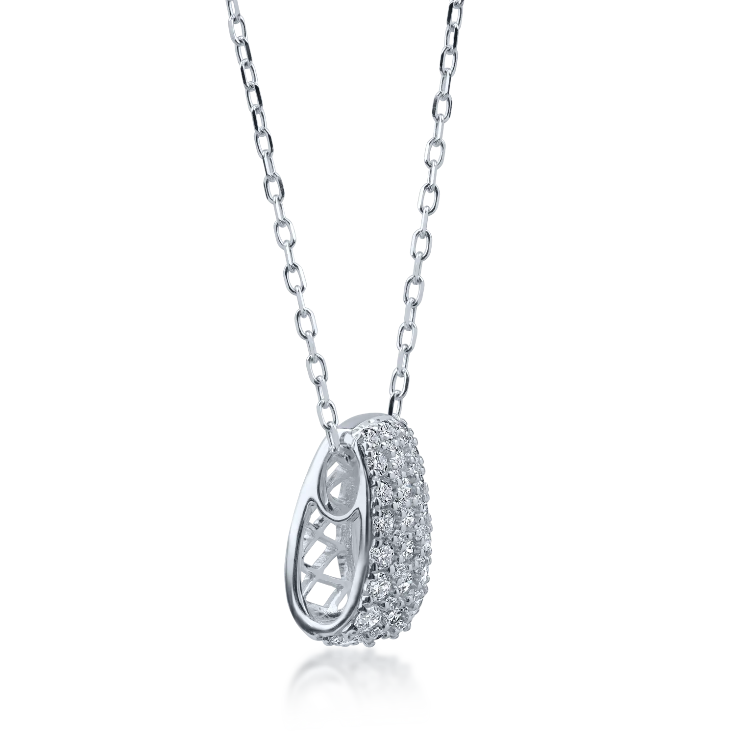 Lant cu pandantiv din aur alb cu diamante de 0.48ct