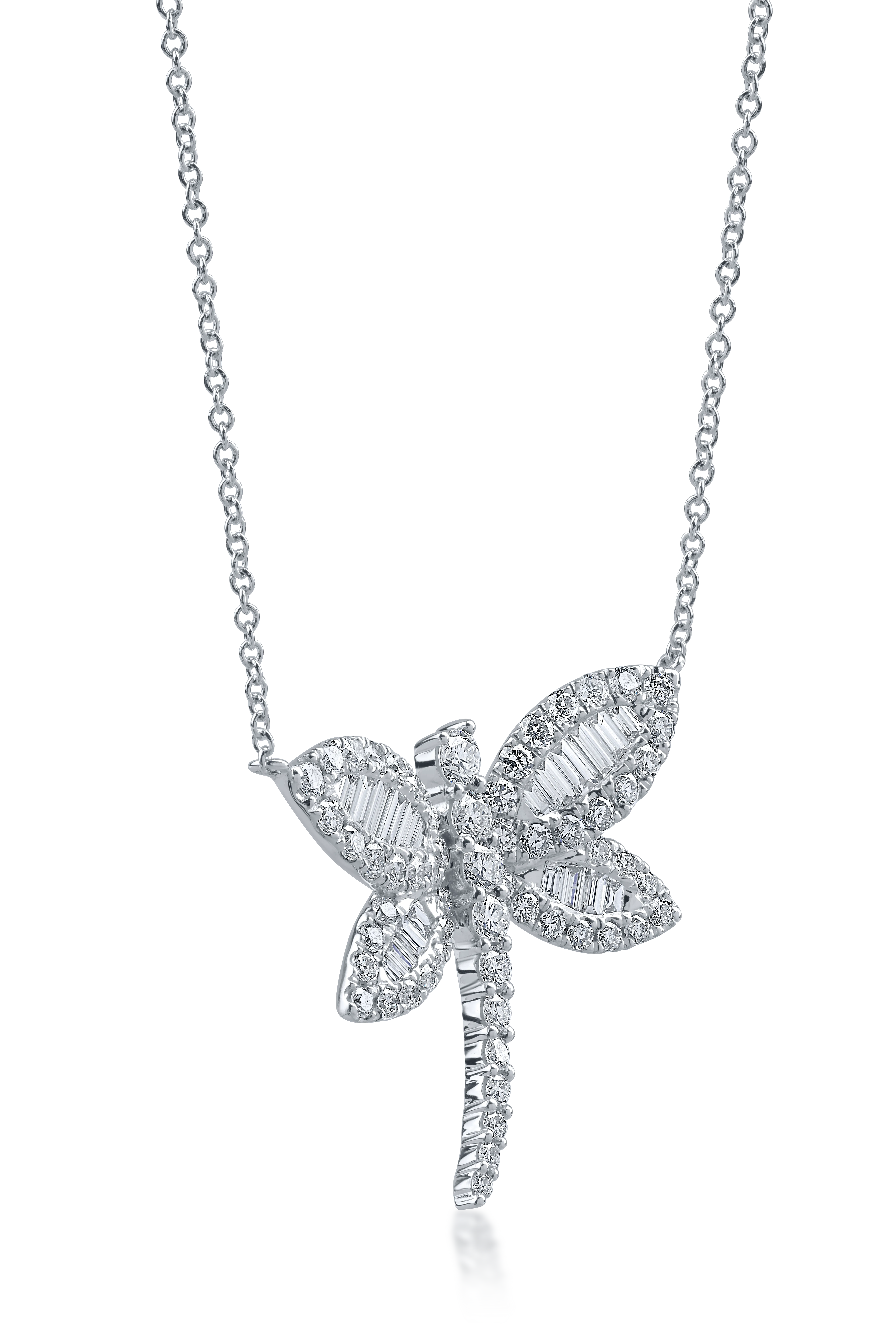 White gold chain with dragonfly pendant with 1.96ct diamonds