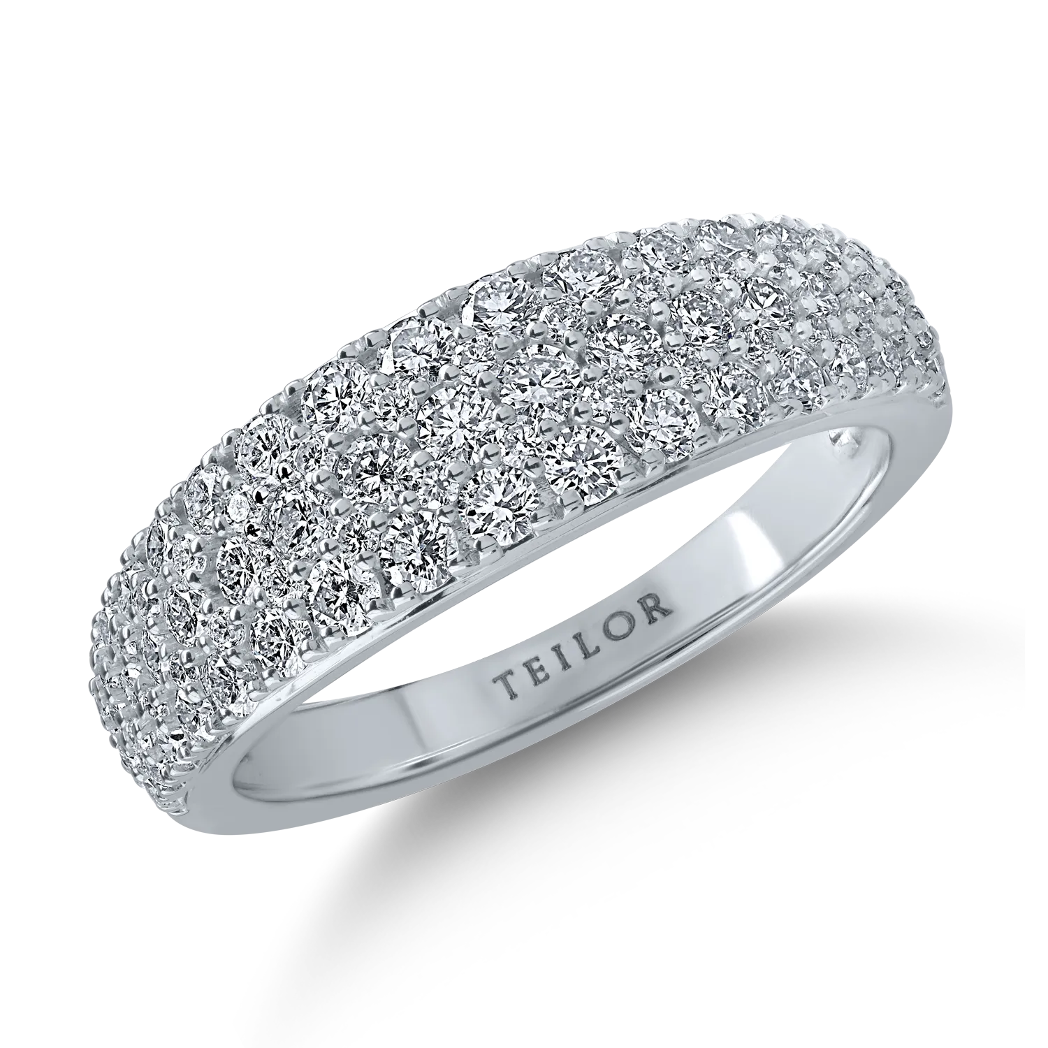 Inel semi eternity din aur alb cu diamante de 1.04ct-170181
