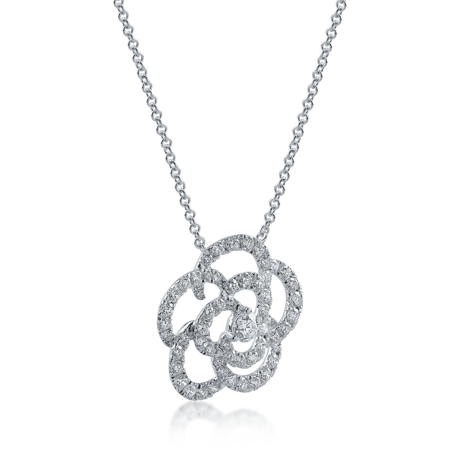 White gold chain with flower pendant with 0.91ct diamonds