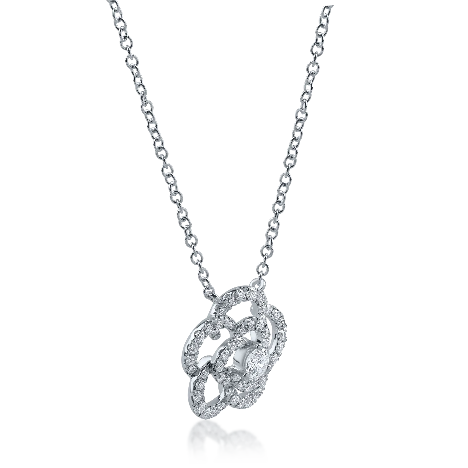 White gold chain with flower pendant with 0.54ct diamonds