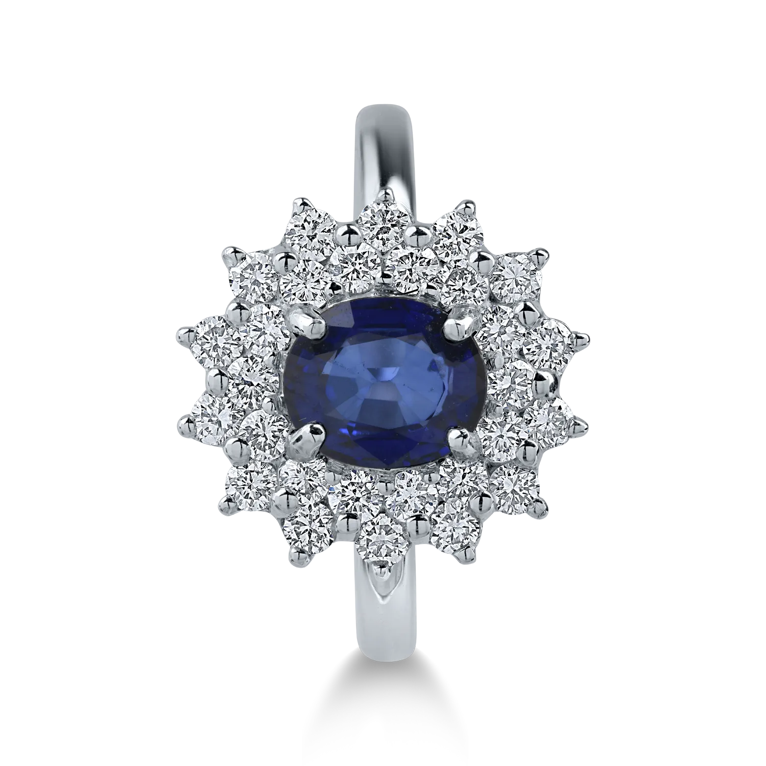 Inel din aur alb cu safir de 1.19ct si diamante de 0.72ct