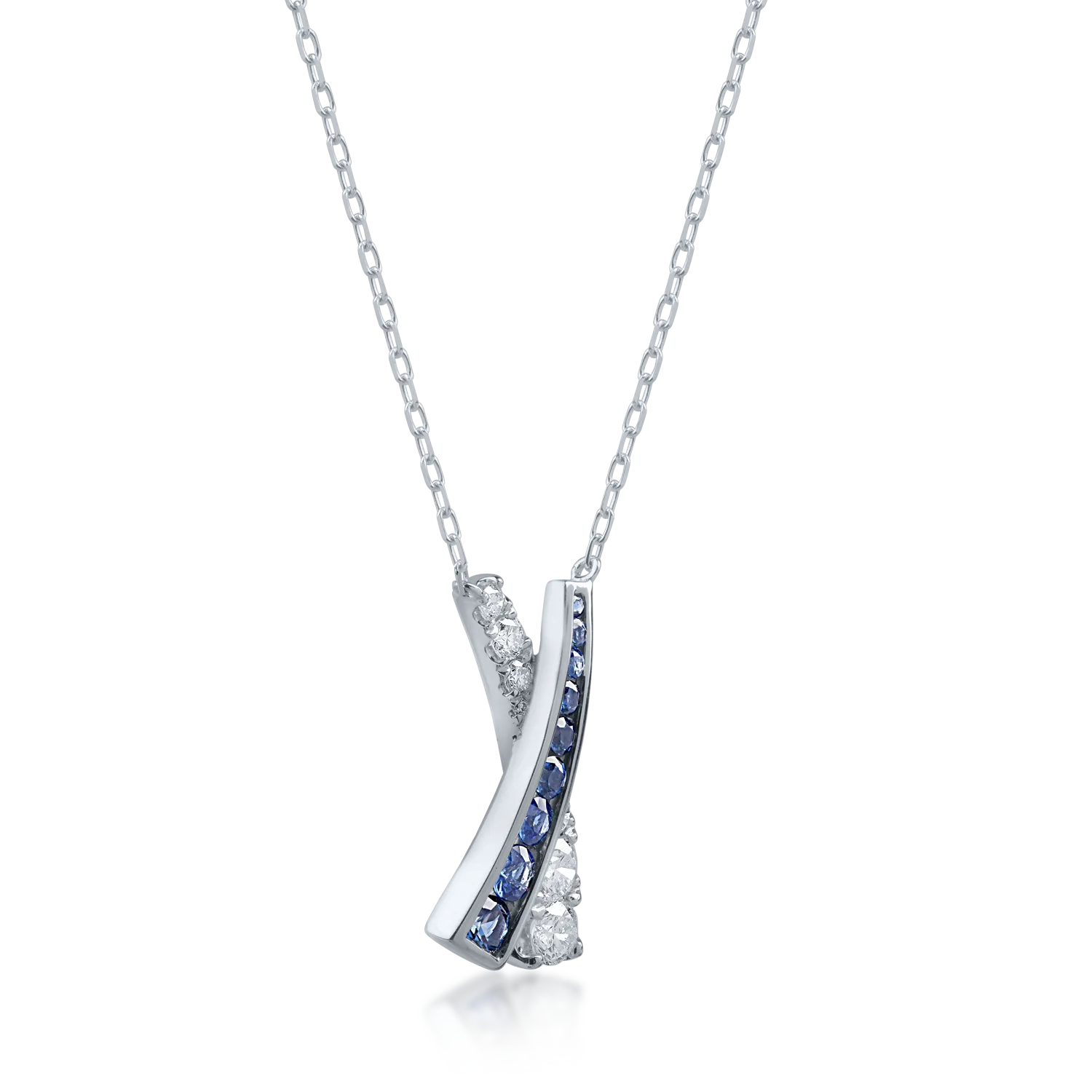 White gold pendant necklace with 0.43ct sapphires and 0.36ct diamonds