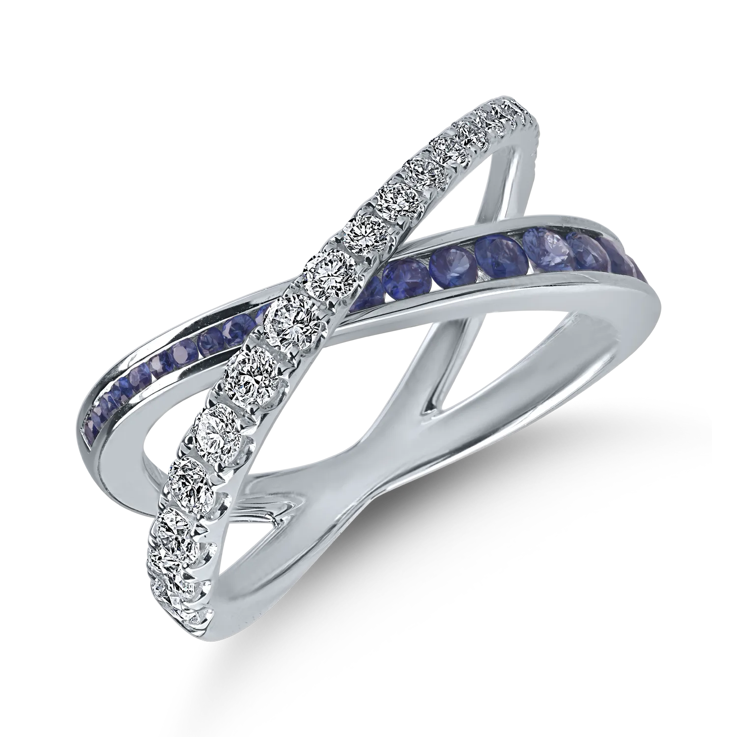 White gold ring with 0.55ct sapphires and 0.55ct diamonds