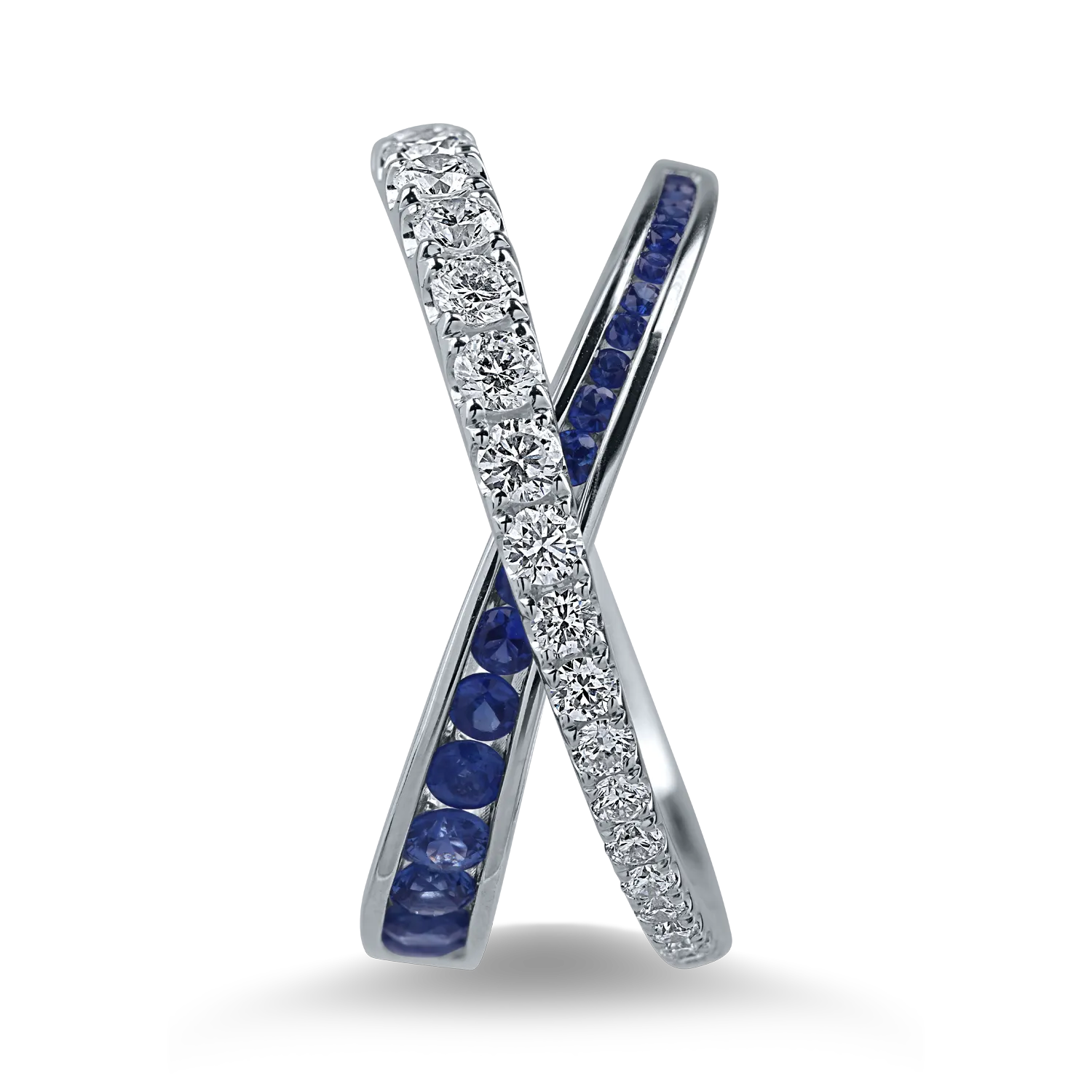 Inel din aur alb cu safire de 0.55ct si diamante de 0.55ct