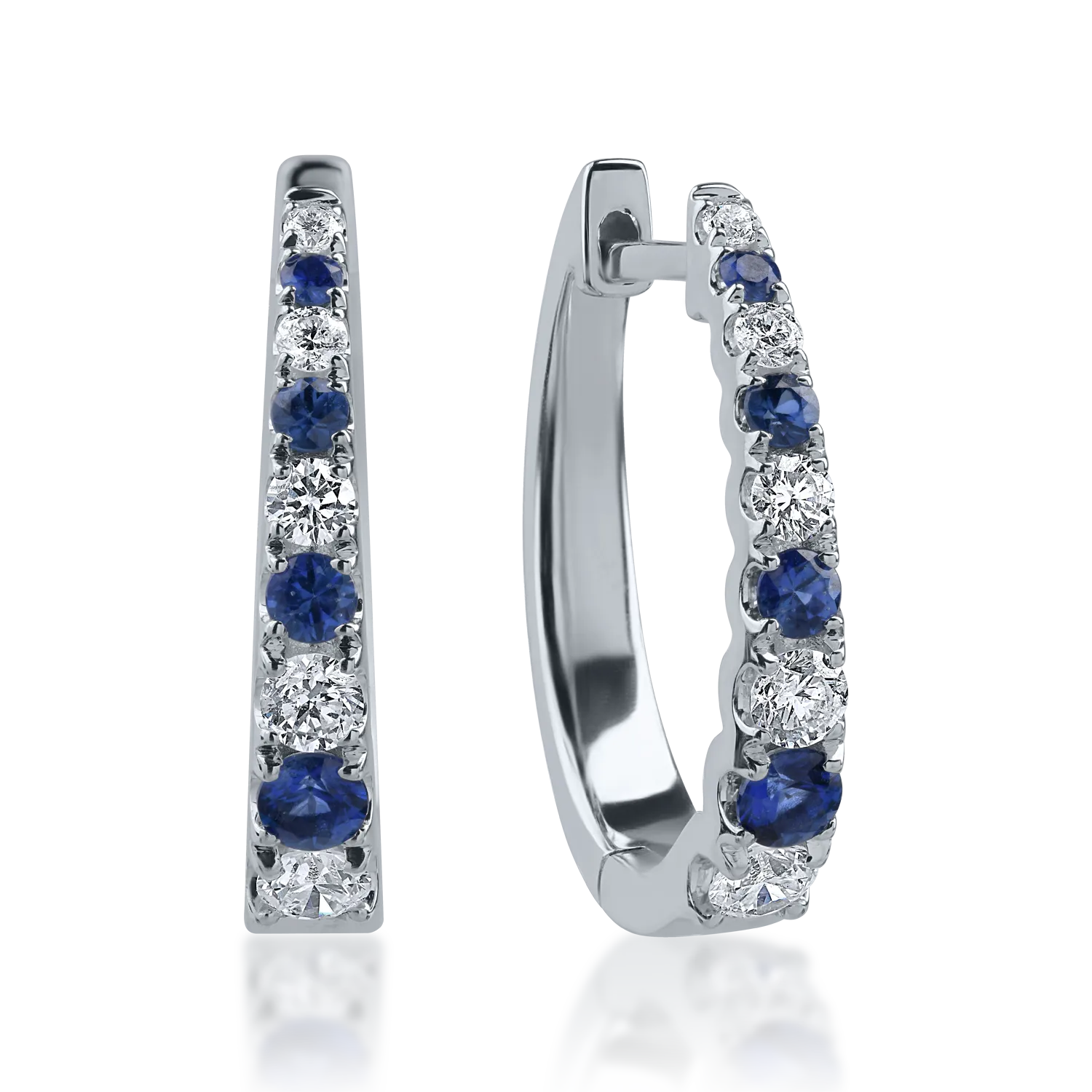 Cercei din aur alb cu safire de 0.39ct si diamante de 0.41ct