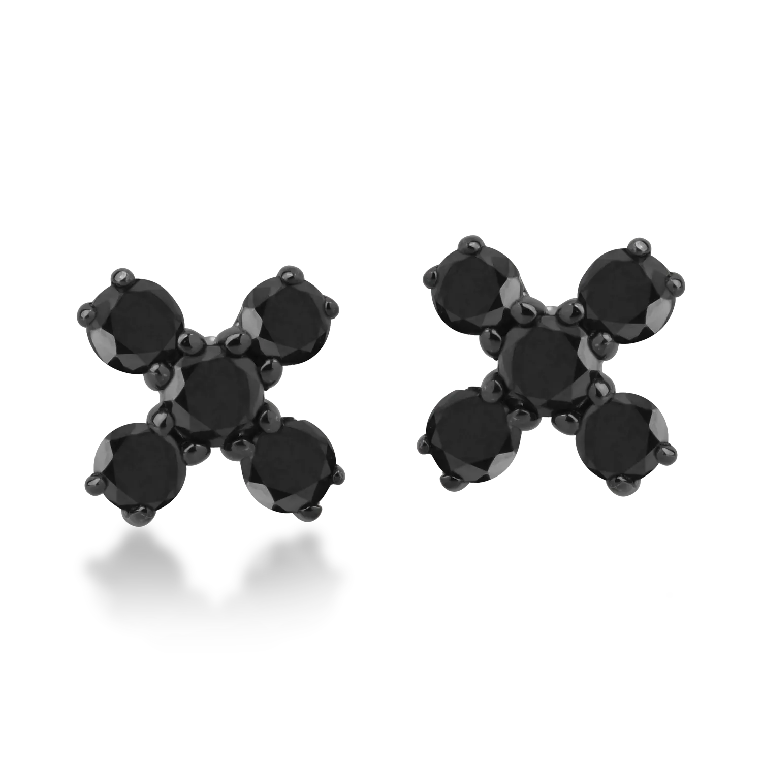 Обеци от бяло злато с черни диаманти 0.22кt