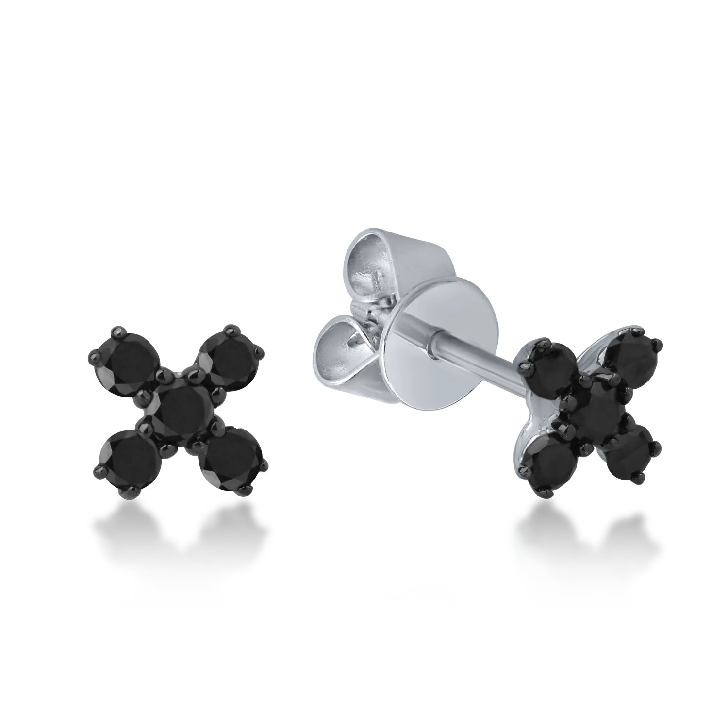 Обеци от бяло злато с черни диаманти 0.22кt